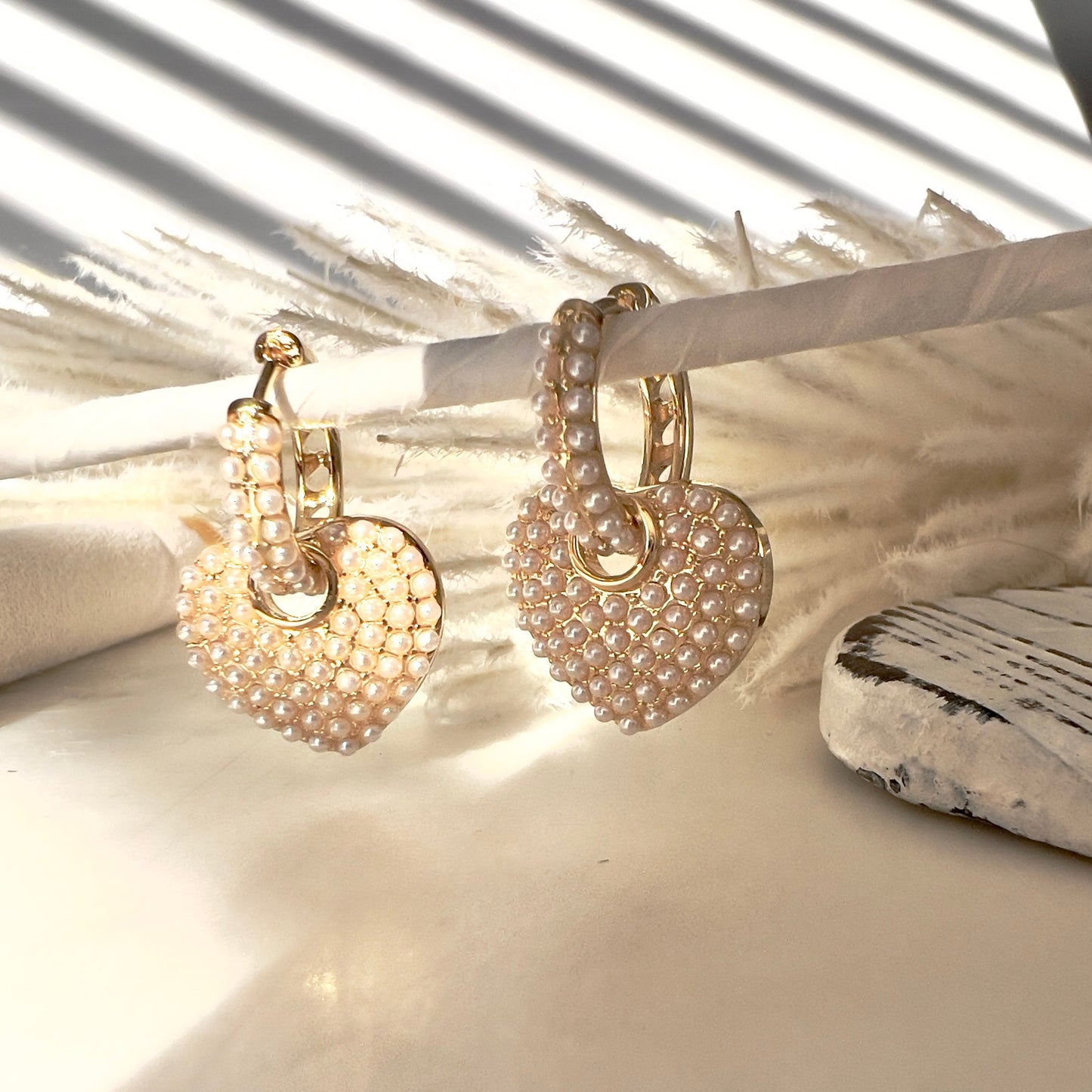 Pearl Heart Hoops